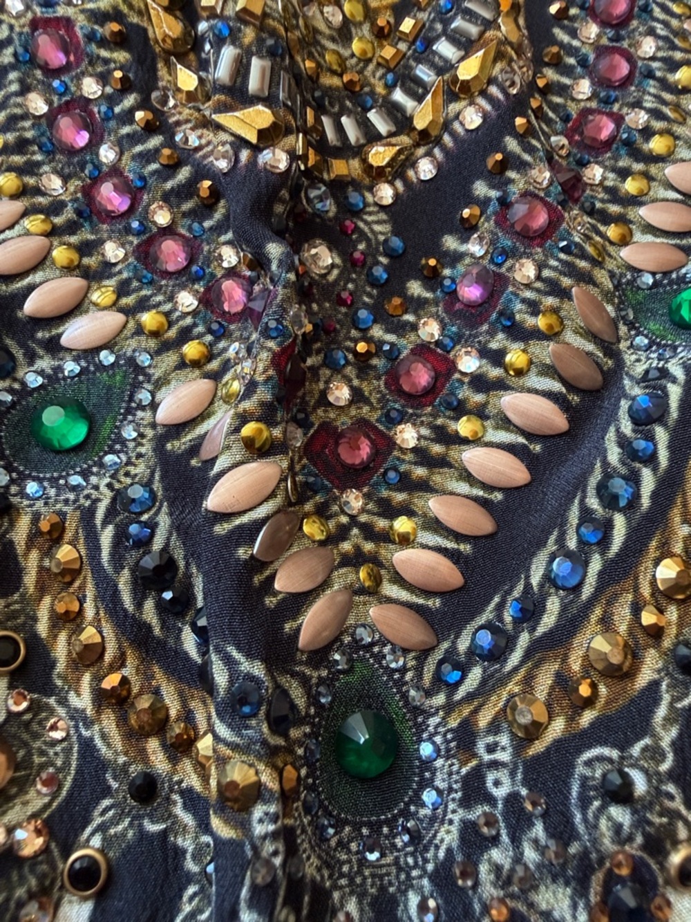 Camilla Black and Gold Silk Embellished Swim Coverup - Picture 13 of 16
